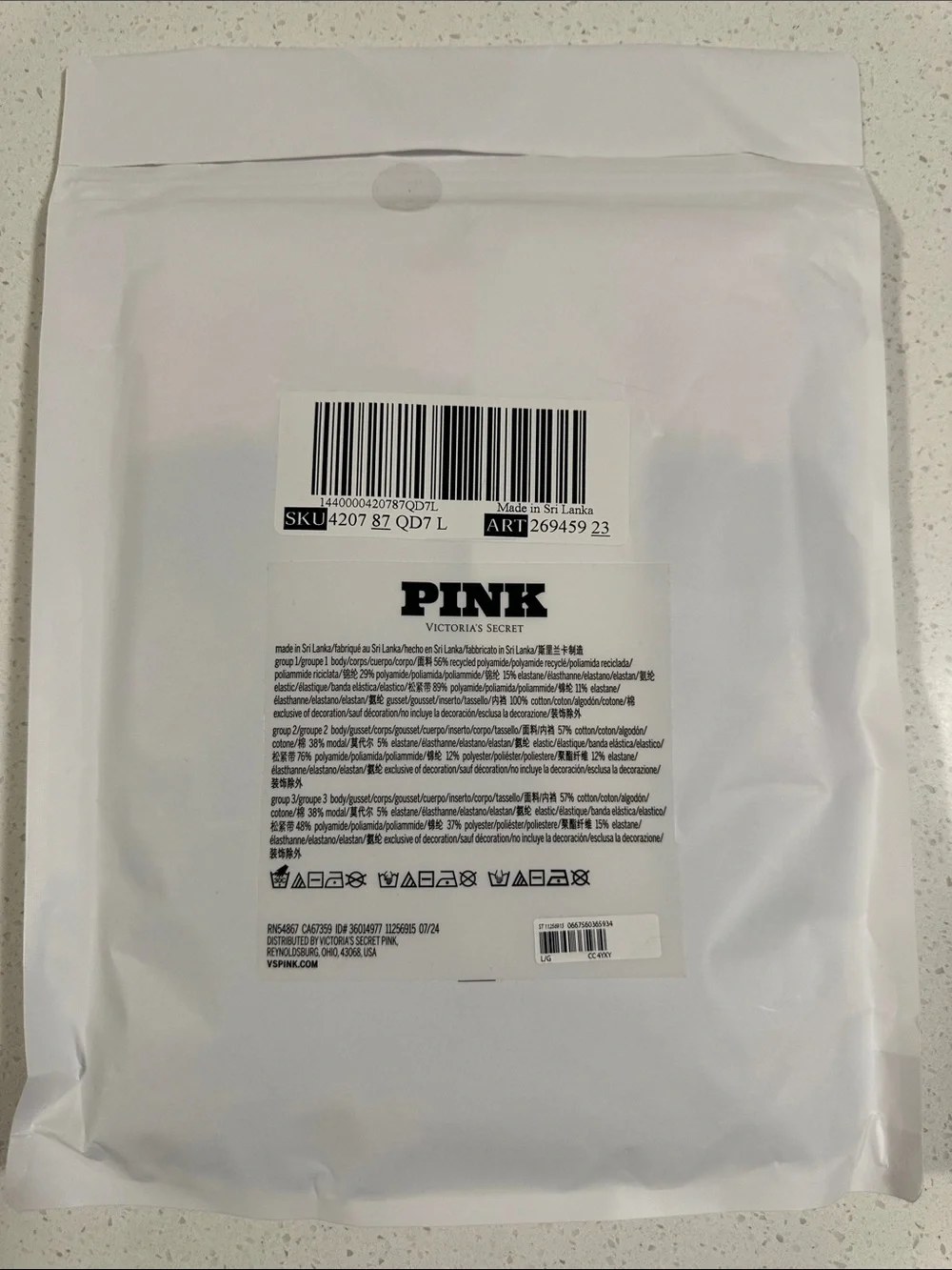 PINK by Victoria's Secret Lace Thong 5-Pack — Pink, Black, Magenta,Size:L, NWT